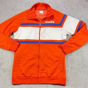 Rare Y2K Diadora Orange Full Zip Jacket Tag Says 2XL Pit 2 Pit Fits Large